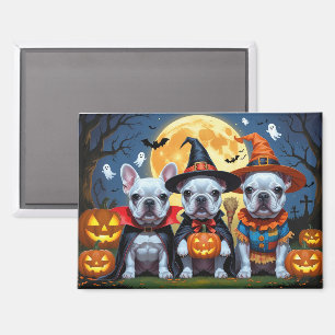 Aimant Citrouille de Bulldogs français Halloween drôle