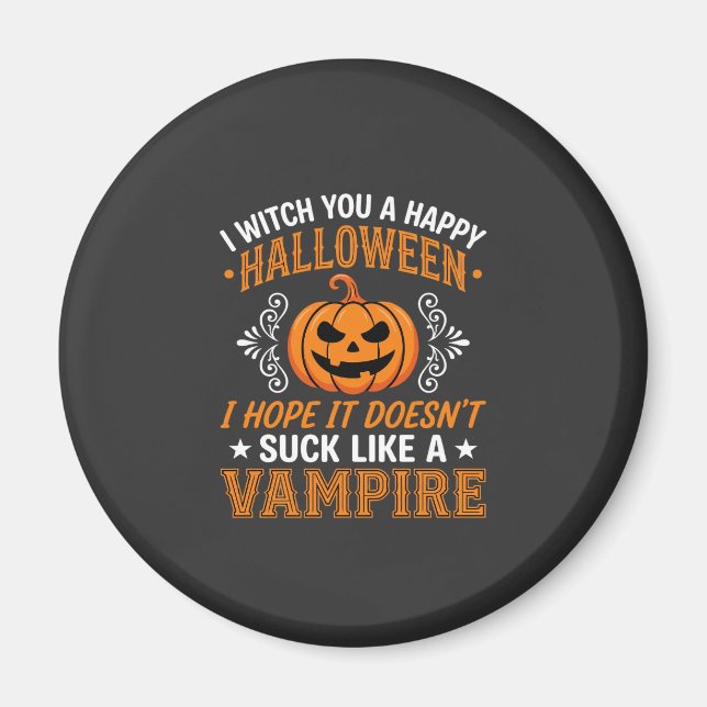 Aimant Citrouille de vampire drôle d'Halloween (Devant)