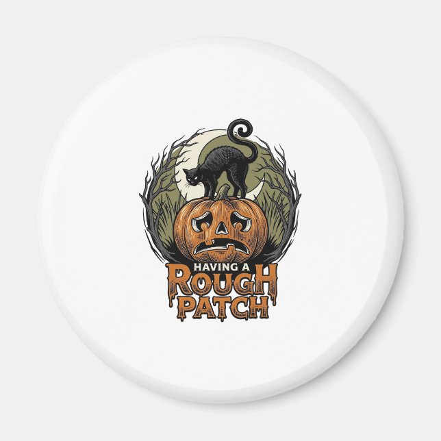 Aimant Citrouille d'Halloween Chat Tache Brute Gravure Vi (Devant)