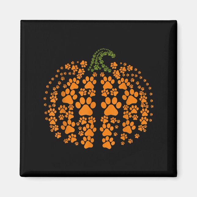 Aimant Citrouille drôle d'Halloween Patte Chien (Devant)