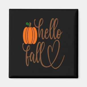 Aimant citrouille drôle visage Halloween Bonjour Automne