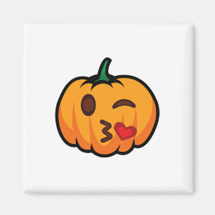 Aimant Citrouille Emoji One Eye Open Wink Blow Kiss Love