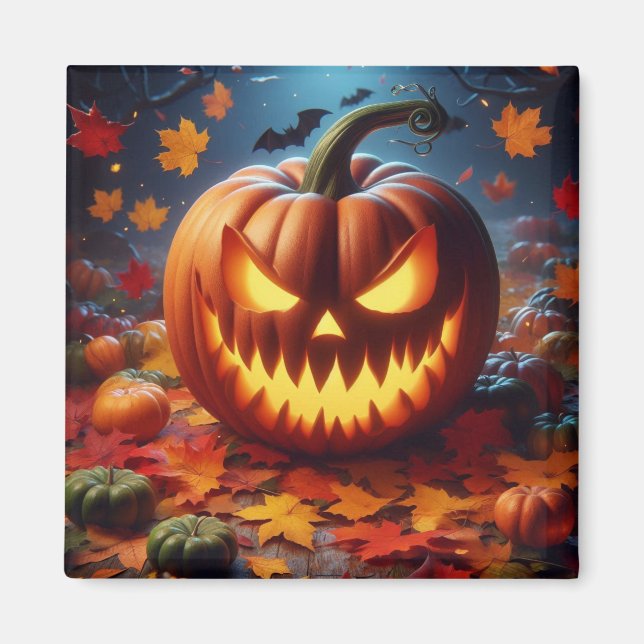 Aimant citrouille/Halloween/chauve-souris éffrayant (Devant)