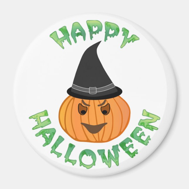 Aimant citrouille "HAPPY HALLOWEEN" (Devant)