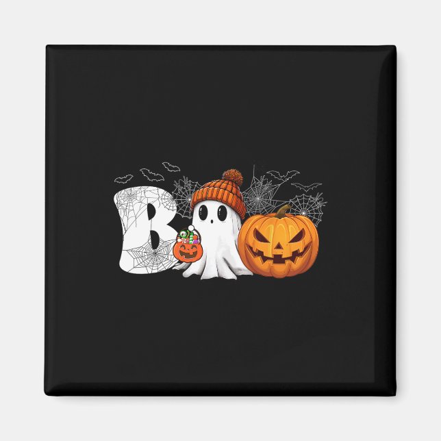 Aimant Citrouille Jack-o'-lantern Ghost Boo Costume d'Hal (Devant)