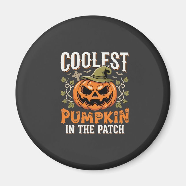 Aimant Citrouille la plus cool du patch design Halloween (Devant)