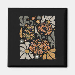 Aimant Citrouille léopard avec fleurs Boho Floral Thanksg