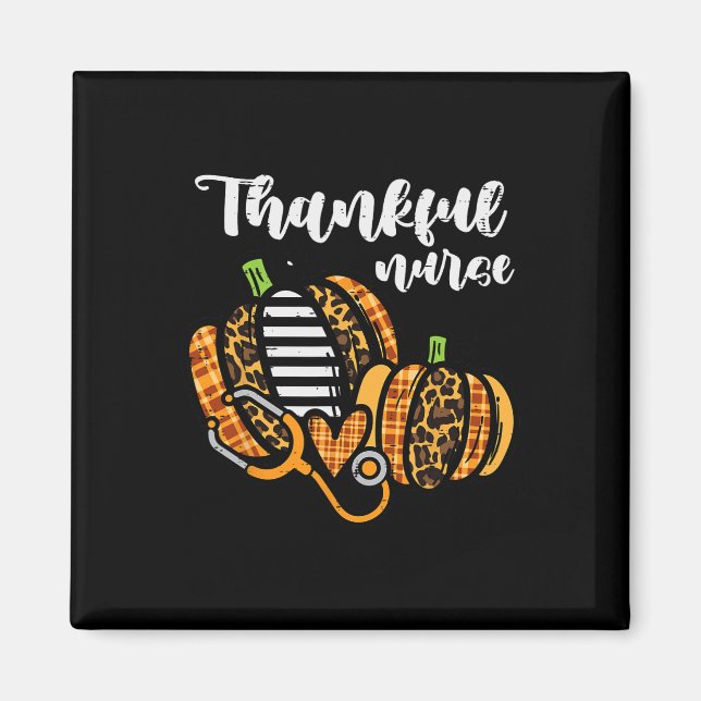 Aimant Citrouille Merci Infirmière Thanksgiving Scrub Top (Devant)