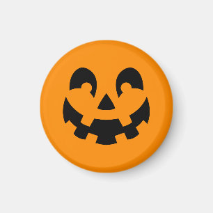 Aimant Citrouille noire simple visage sur Halloween orang