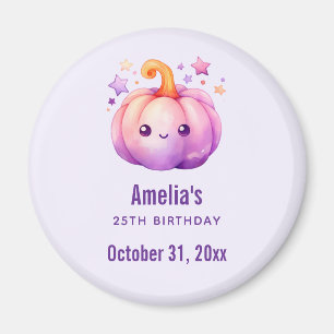 Aimant Citrouille pastel mignonne avec date d'anniversair