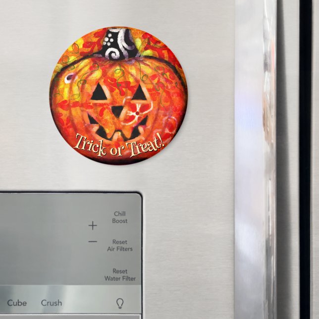 Aimant Citrouille Personnalisée Jack O Lantern Abstraite  (In situ (réfrigérateur))