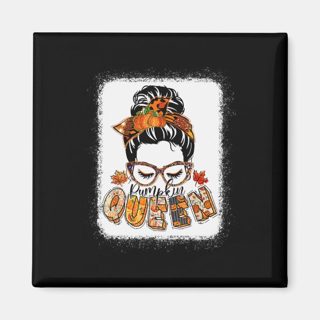 Aimant Citrouille Queen Messy Bun Automne Citrouille Auto (Devant)