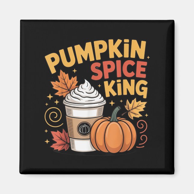 Aimant Citrouille Sce King Cute Fall Café Design (Devant)