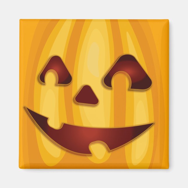 Aimant Citrouille sculpté souriant design Halloween (Devant)