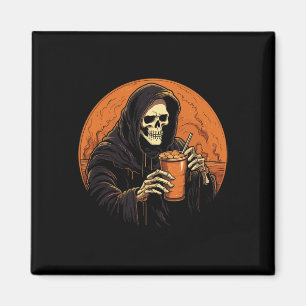 Aimant Citrouille Spice Latte Café Automne Halloween Grim