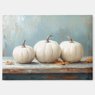 Aimant Citrouilles blanches sur une vieille table bleue