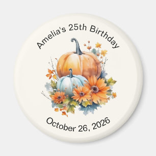 Aimant Citrouilles d'automne avec Fleurs et Foliage Anniv