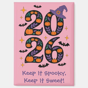 Aimant Citrouilles de la sorcière rose Halloween 2026 Cha