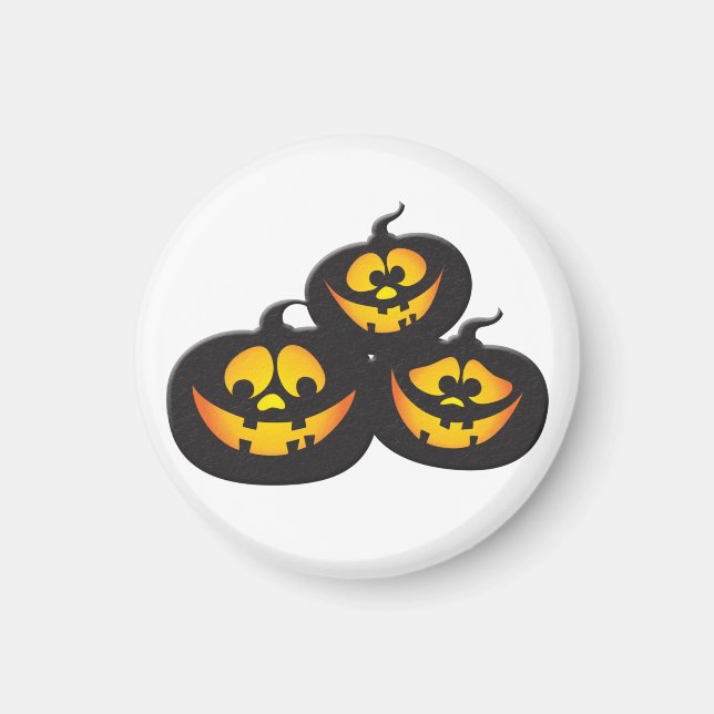 Aimant Citrouilles d'Halloween avec des expressions amusa (Devant)