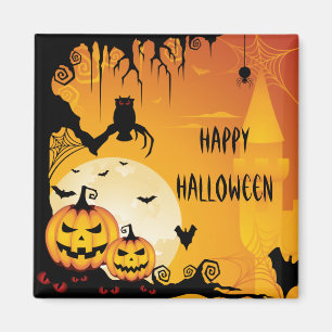 Aimant Citrouilles et Pleine lune effrayants de Halloween
