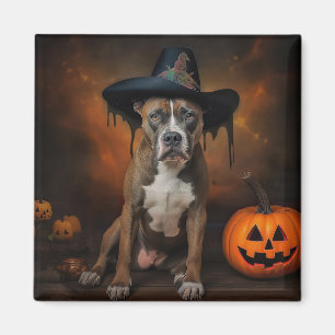 Aimant Citrouilles Halloween effrayantes American Staffor