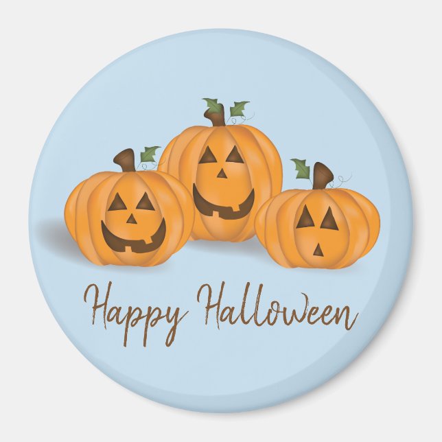 Aimant Citrouilles Jack O Lanterns heureuses et souriante (Devant)