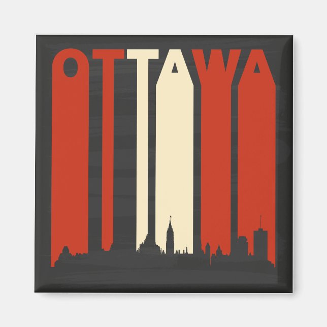 Aimant Cityscape d'Ottawa vintage (Devant)