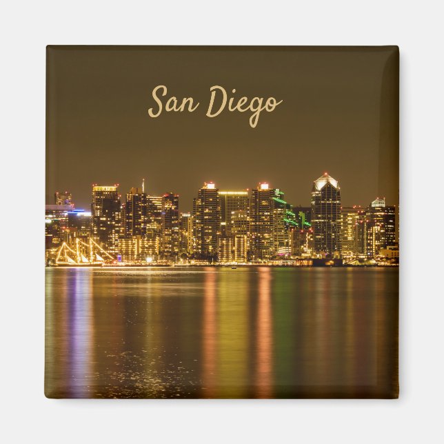 Aimant Cityscape Skyline Nuit Californie San Diego (Devant)
