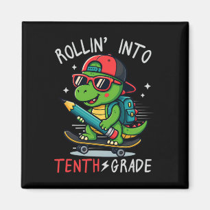 Aimant Ck À l'école qui entre en 10e année T-rex Skatebo