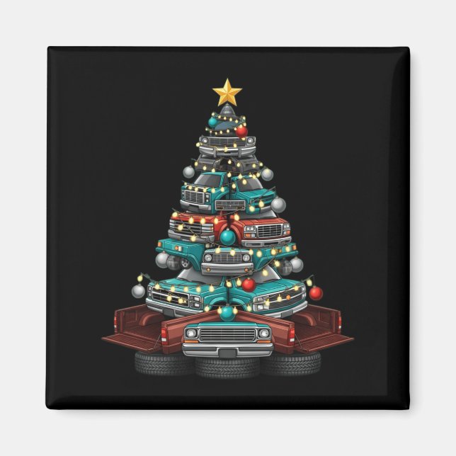 Aimant Ckup Truck Christmas Tree Funny Clic Car Graphic M (Devant)