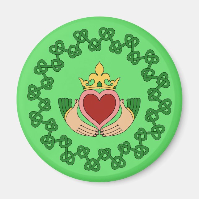 Aimant Claddagh et Green Knotwork (Devant)
