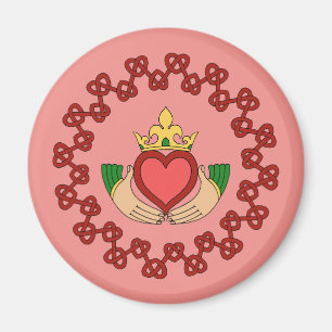 Aimant Claddagh et Red Knotwork sur rose