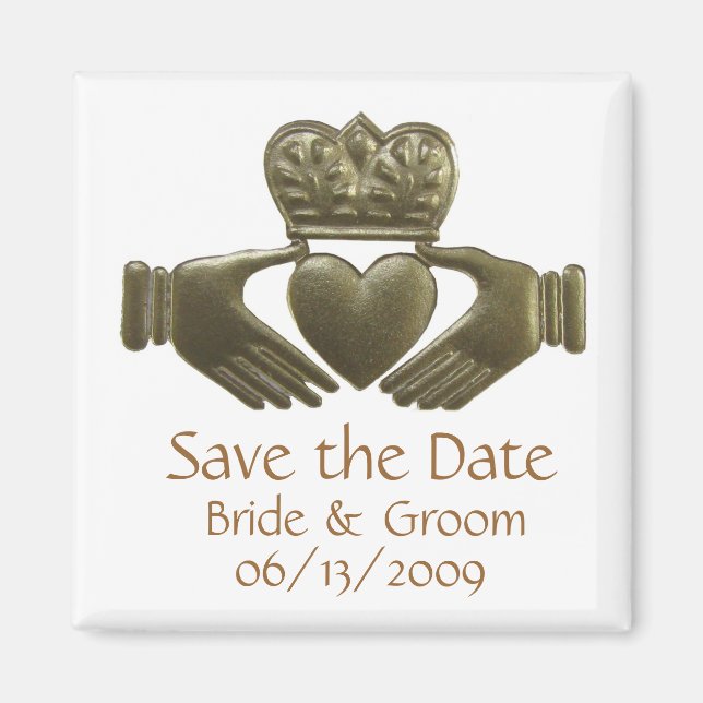 Aimant Claddagh Irlandais Or - save the date (Devant)