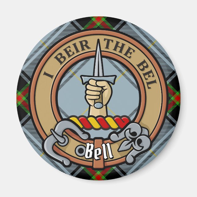 Aimant Clan Bell Crest sur Tartan (Devant)