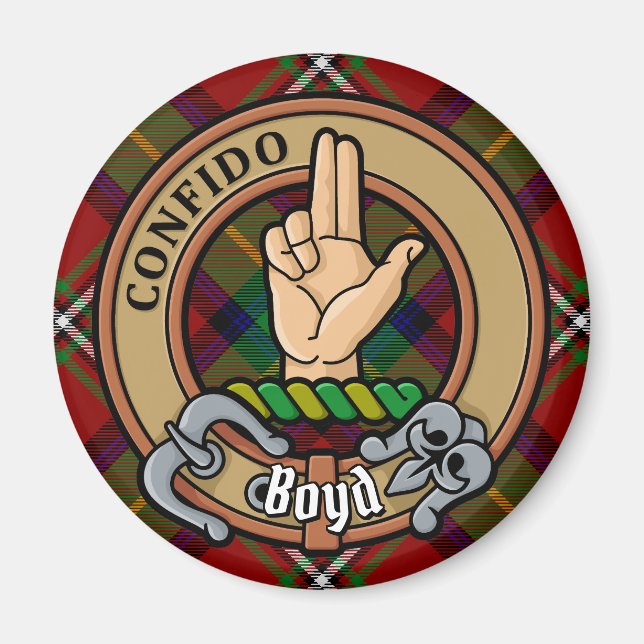 Aimant Clan Boyd Crest sur Tartan (Devant)