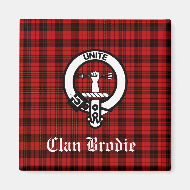 Aimant Clan Brodie Crest Badge et Tartan (Devant)