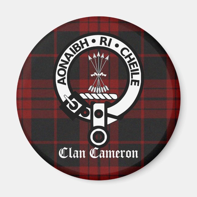 Aimant Clan Cameron Crest & Tartan (Devant)