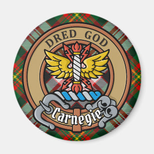 Aimant Clan Carnegie Crest sur la robe Tartan