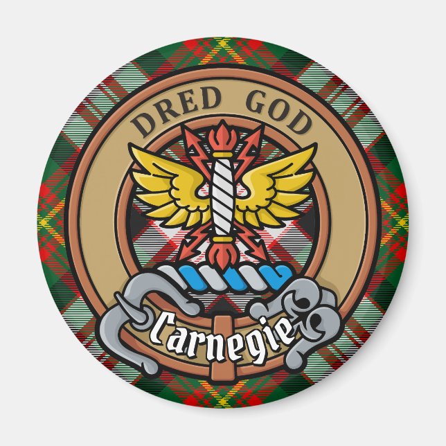 Aimant Clan Carnegie Crest sur la robe Tartan (Devant)