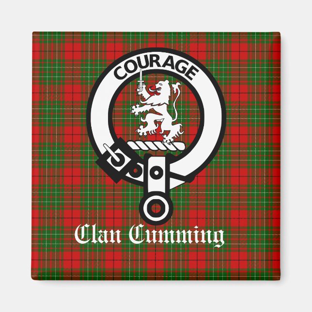 Aimant Clan Cumming Crest Badge et Tartan (Devant)