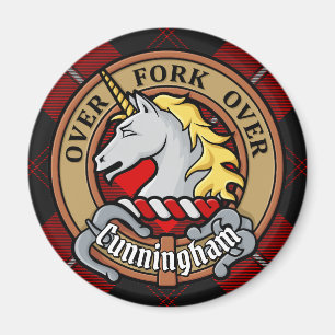 Aimant Clan Cunningham Crest sur Tartan