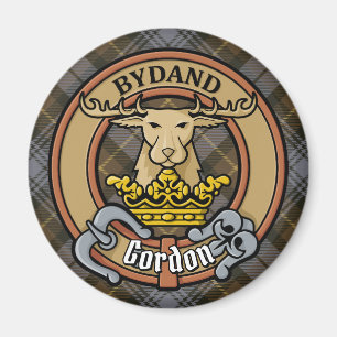 Aimant Clan Gordon Crest sur Tartan Patiné