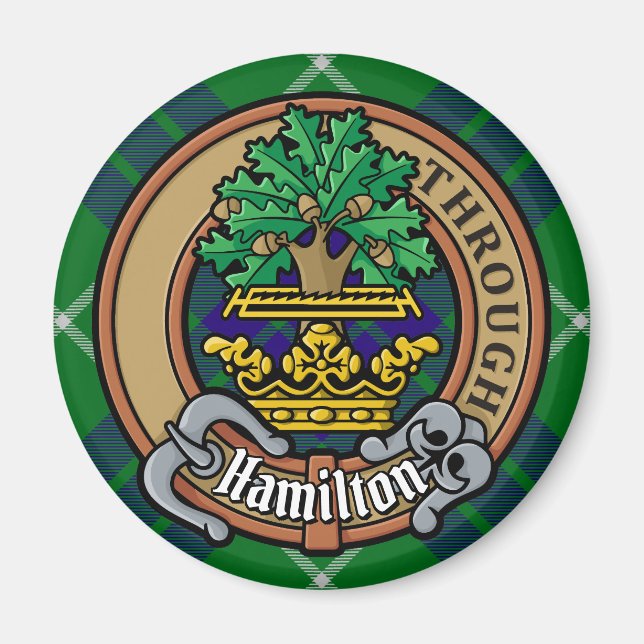 Aimant Clan Hamilton Crest sur la chasse Tartan (Devant)