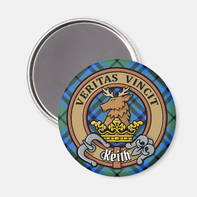 Aimant Clan Keith Crest sur Tartan (Recto/Verso)