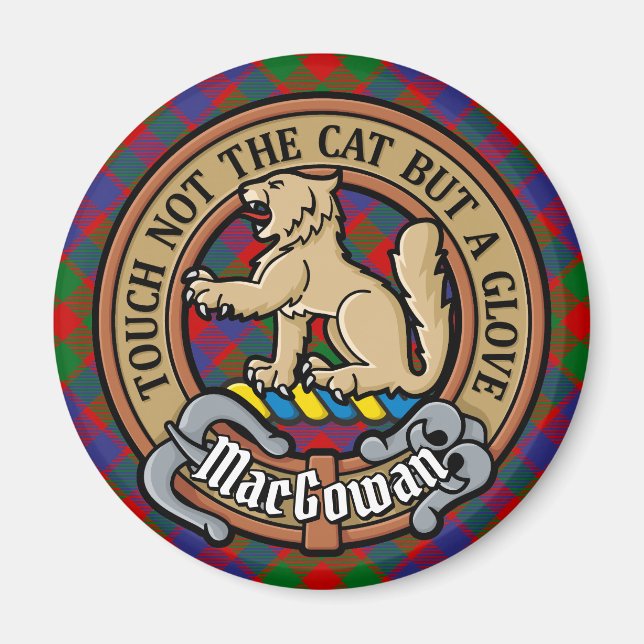 Aimant Clan MacGowan Crest sur Tartan (Devant)