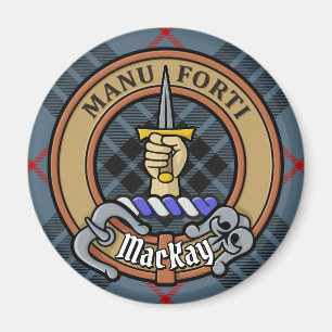 Aimant Clan MacKay Crest sur Blue Tartan