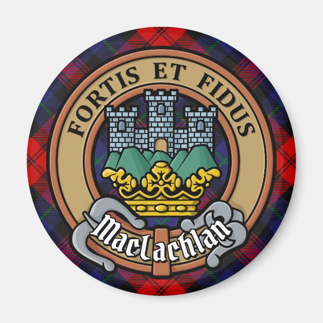 Aimant Clan MacLachlan Crest sur Tartan (Devant)