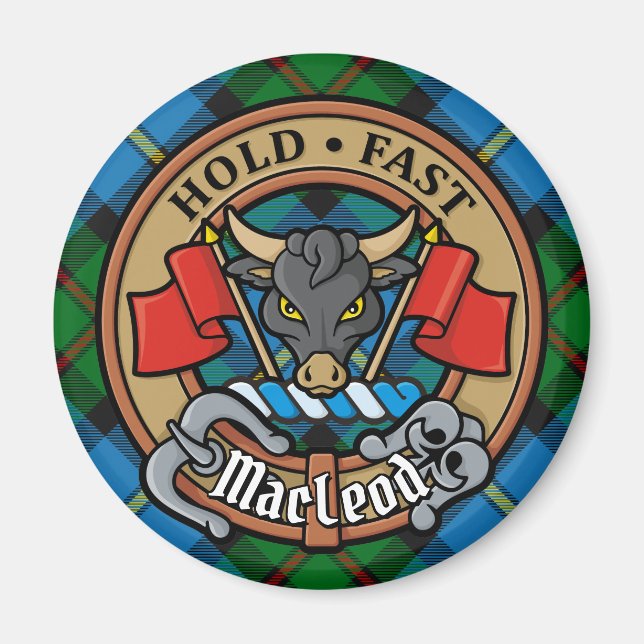 Aimant Clan MacLeod Crest sur la chasse Tartan (Devant)
