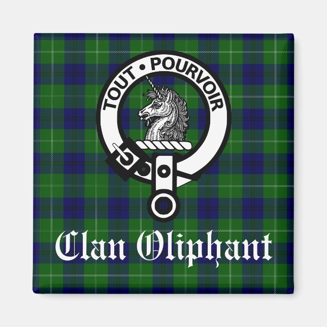 Aimant Clan Oliphant Crest Badge et Tartan (Devant)