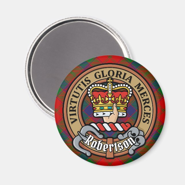 Aimant Clan Robertson Crest sur Tartan (Recto/Verso)